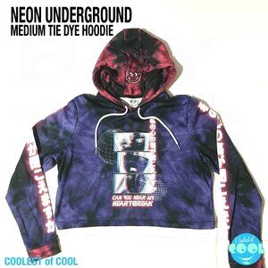 Anime hoodie womens size Medium purple tie dye cropped pullover NEON Underground